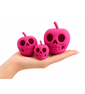 3'lü Halloween Dekoratif Kuru Kafa Elma Süs Seti Masa, Raf ve Parti Dekoru Cadılar Bayramı