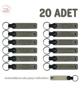 Kül Gri & Sütlü Kahve, Öğrencilere Özel Dönem Sonu Hatırası, İsim Yazılabilen Anahtarlık 20' li Set