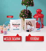 Matematik Öğretmeni Kupa Bardak Mavi Fotoğraflı
