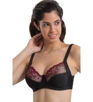 BORDO SİYAH MI Emay 136 B Balenli Toparlayıcı Dantelli Sütyen