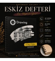 Dreamart Galery Eskiz Defteri 20X20 cm 50 Yaprak Bej Kağıt Spiralli Sert Kapak Karakalem Çizim Defteri