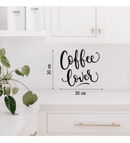 Coffee Lover Ahşap Duvar Yazısı - 30x30 cm Siyah Dekoratif Kahve Sever Duvar Dekoru