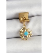 316L Çelik Sallantılı Ay Ve Güneş Model Gold Renk Nomination Charm - TJ-BC1435