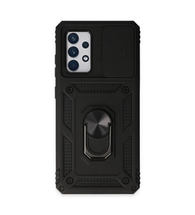 Samsung Galaxy A72 Kılıf Pars Lens Yüzüklü Silikon - Siyah