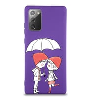 Samsung Galaxy Note 20 Uyumlu Lansman Kılıf Aşk Tasarımlı İçi Kadife Kapak-Mor (Şeffaf)