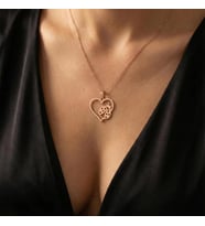 Kişiye Özel 925 Ayar Gümüş Minimalist Kalp ve Uğur Böceği Kolye (Rose)