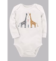 Organik Baskılı Pamuklu Unisex Bebek Body UZUNE214