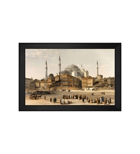 At Meydanı ve Ayasofya Motifli Kanvas Tablo 50 x 70 cm Siyah Çerçeve