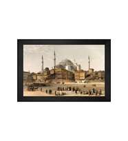 At Meydanı ve Ayasofya Motifli Kanvas Tablo 50 x 70 cm Siyah Çerçeve