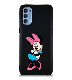 Oppo Reno 4 Soft Premier Kapak Minnie Mouse-D Tasarımlı Silikon Kılıf - Siyah (Şeffaf)