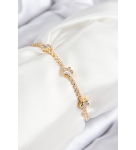 Pirinç Zirkon Taşlı Yıldız Model Gold Renk Asansörlü Kadın Bileklik 5886 - LOHO4829-8195