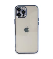 iPhone 12 Pro Kılıf Kamera Korumalı Lensli Silikon - Açık Mavi