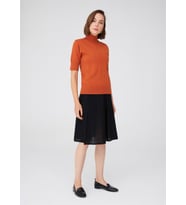 Peraluna BETTY BLOUSE Balıkçı Yaka Kısa Kollu İnce Basic Kadın Triko Bluz - Koyu Turuncu
