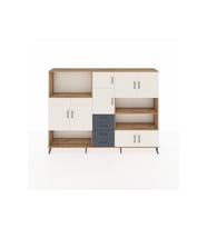 Arges Dolap 9 Raflı 4 Çekmeceli 8 Kapaklı 220x30x163 Çam-Aytaşı/Antrasit
