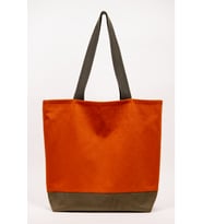 Plaj Çantası – Turuncu Haki Gabardin Kumaş Omuz Çantası 47 × 43 cm
