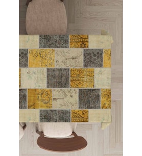 Sarı Patchwork Desen Dokuma Leke Tutmaz Masa Örtüsü MSO296