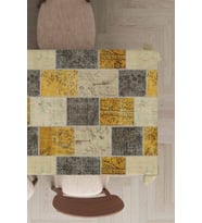 Sarı Patchwork Desen Dokuma Leke Tutmaz Masa Örtüsü MSO296