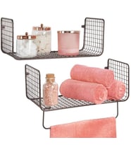 Metal Mutfak Banyo Duvar Rafı Havluluk 2 ‘li Set WD103