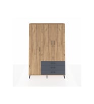 Arges Dolap 6 Raflı 3 Çekmeceli Tek Askılı 132x30x195 Çam-Çam/Antrasit