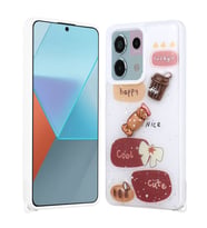 Xiaomi Redmi Note 13 Pro 5G Uyumlu Kılıf Parlayan Simli Kabartma Figürlü Zore Cevze Kapak
