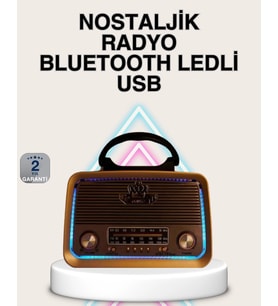 Ahşap Nostaljik Radyo Bluetooth Usb Sd Kart Destekli