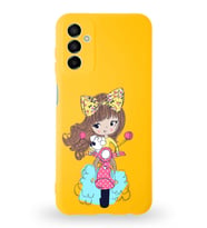 Samsung Galaxy M13 Uyumlu Lansman Kılıf. Altı Kapalı İçi Kadife  Vespagirl Tasarımlı Silikon Kapak (Şeffaf)