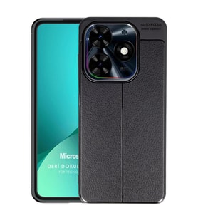 Microsonic TECNO Spark 20 Pro Kılıf Deri Dokulu Silikon Siyah (Siyah)