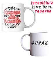 Kişiye Özel ' Kocam da Kocam' Tasarımlı İsim Baskılı Ultra Beyaz Kupa Bardak