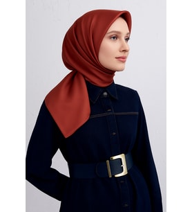 Armine Turuncu Düz Renk Sura İpek Eşarp 10D02 - 147
