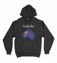 Avusturalya Haritalı ve Bayraklı Siyah Kapşonlu Sweatshirt Hoddie