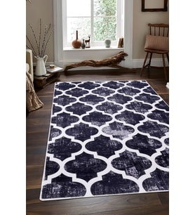 Dijidekor Halı Siyah Maça Yıkanabilir Saçaksız Kesme İnce Yolluk Kilim Salon Halısı Modelleri