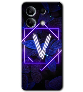 Redmi Note 13 4G Kılıf HD Desen Baskılı Kılıf - Dark Neon Yaprak V Harfi