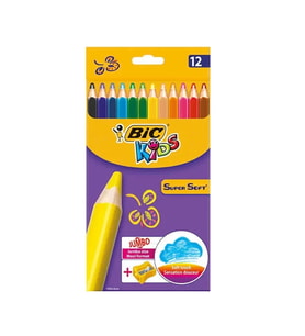 BİC KİDS SOFT KURU BOYA 12 RENK+KALEMTRAŞ (93396)