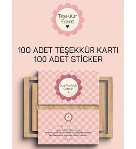 100 Adet Teşekkür Kartı ve 100 adet Teşekkür Sticker PYTKSVTK21