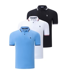 ÜÇLÜ SET T8594 DEWBERRY ERKEK T-SHIRT-SİYAH-BEYAZ-AÇIK MAVİ (Karışık)