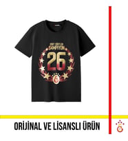 Galatasaray Lisanslı 2026 Şampiyonluk Siyah Çocuk Tişört