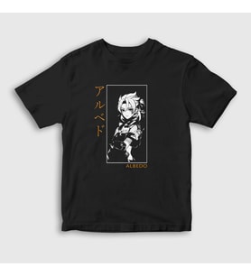 Presmono Unisex Çocuk Siyah Albedo Oyun Genshin Impact T-Shirt 356242tt