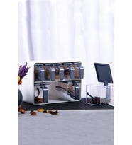 Sekizli Standlı Baharatlık Seti Gri Beyaz - 161280-815