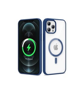 Apple iPhone 12 Pro Max Uyumlu Kılıf M-safe Wireless Şarj Özellikli Silikon Zore Ege Kapak (Mavi)