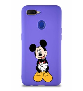 Oppo A5S Soft Premier Kapak Mickey Mouse-A Tasarımlı Silikon Kılıf - Mor (Şeffaf)