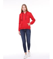 Backpacker Kadın Sweatshirt Kapüşonlu Fermuarlı Kırmızı
