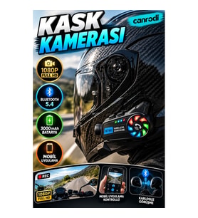 1080P Kask Kamerası – Bluetooth 5.4, 3000 mAh Batarya ve Mobil Uygulama Kontrollü