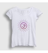 Presmono Kadın Beyaz Om Sembol Meditasyon Hediye Yoga T-Shirt 512937tt (Beyaz)