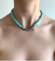 LeylanTakı Kadın  Gümüş Kaplama Mavi Fimo  Spor Kolye