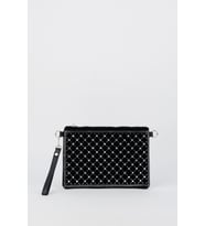 Kadın Kapitone Gümüş Taşlı Süet Bilek Askılı Ve Zincir Askılı Portföy El Ve Clutch Çanta