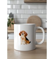 Sevimli Köpek Desenli 330ml Baskılı Beyaz Seramik Kupa Bardak