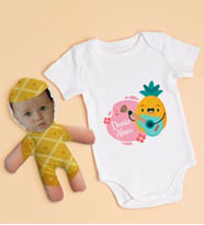 BK Kids Kişiye Özel Fotoğraflı Bebek Yastık ve Bebek Body Zıbın Hediye Seti - Model 49