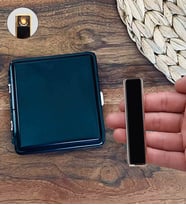 Şarjlı Elektirikli Çakmak & Tabaka Erkeğe Hediye Seti