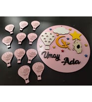 Çoçuk odası kapı süsü (kişiye özel) ve 10 adet magnet