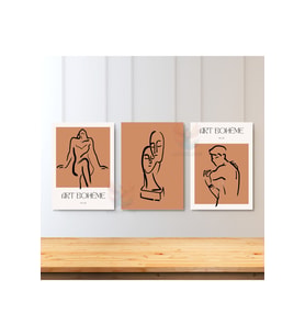 3'lü Set Kanvas Tablo Minimalist Tasarım Salon Tablosu Kadın Erkek Tablosu Kanvas Tablo